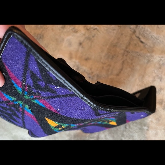 Pendleton Purple Geometric Tribal Print Tri-Fold Wool Blanket Unisex Wallet - Picture 8 of 8